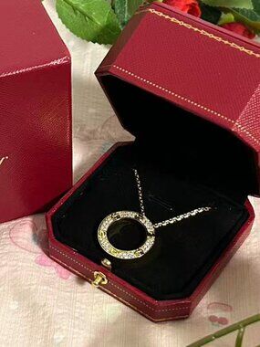 💖Cartier LOVE Collection Diamond Circle Necklace, Premium Gift Jewelry